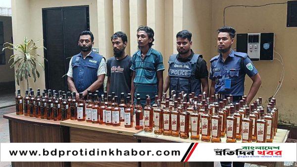 মৌলভীবাজারে ৮০ বোতল বিদেশি মদসহ আটক দুইজন